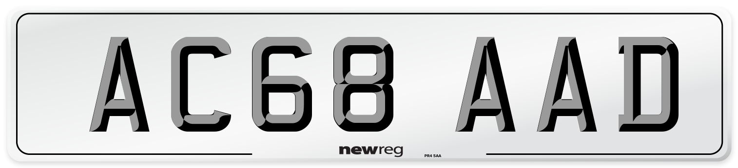 AC68 AAD Number Plate from New Reg